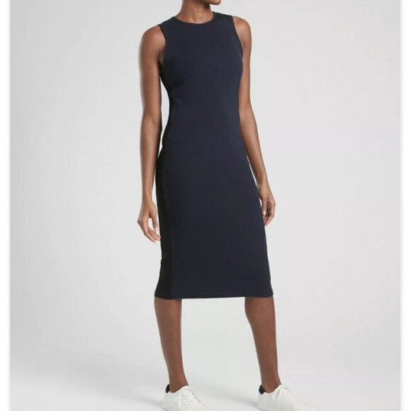 Athleta Sunstream Colorblock Midi Dress Navy Small - Picture 1 of 7
